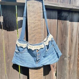 1 of 1 Denim Shoulder Bag with Lace Trim made by my girlfriend